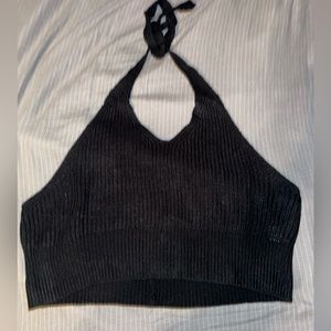 black knit halter top